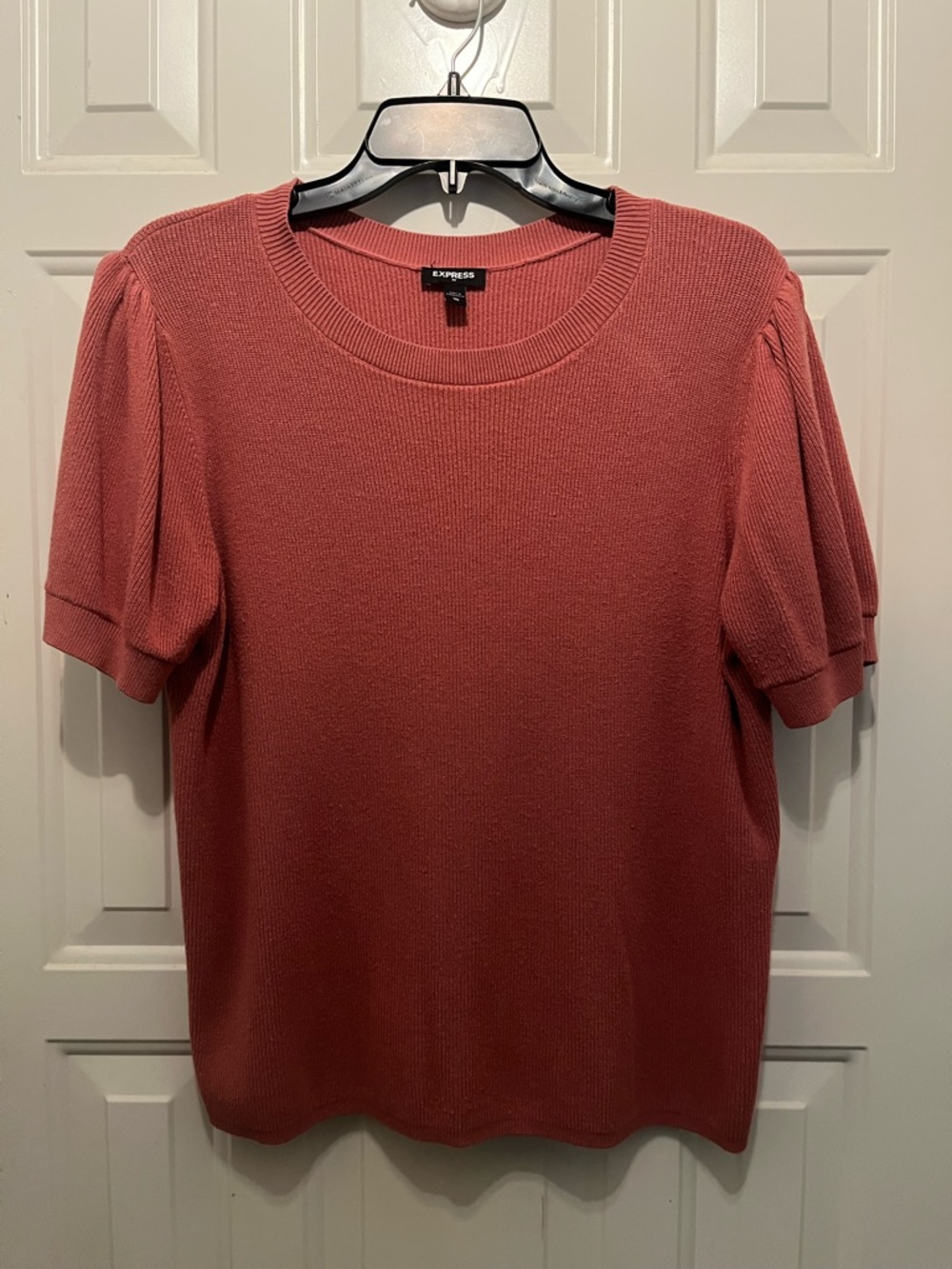 Express Short Sleeve Knit Top in Dusty Rose Pink